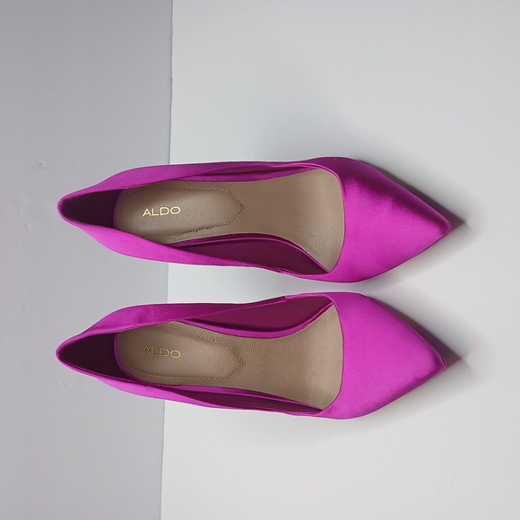 Aldo Fuchsia Satin Stiletto pumps 4 Inch Heels - Picture 2 of 8